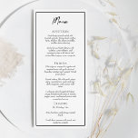 Menu plat simple minimaliste Mariage<br><div class="desc">Ce menu simple et minimaliste à la mariage est parfait pour votre mariage moderne et élégant. Ce design présente un script simple noir sur un arrière - plan blanc brillant neutre pour correspondre à votre mariage traditionnel classique ou à votre mariage boho minimaliste au printemps, en été, en automne ou...</div>