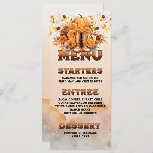 Menu plat Western Thanksgiving (Devant / Derrière)