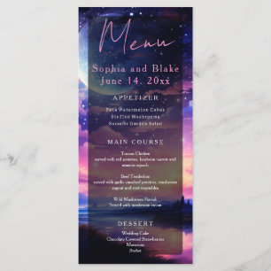 Menu Pleine lune céleste étoiles nuages Mariage mystiqu