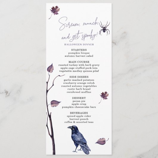 MENU PLUM BLACK CROW SPIDER AUTOMNE QUITTE HALLOWEEN (Devant)