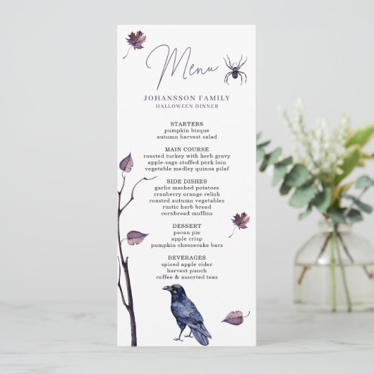 MENU PLUM BLACK CROW SPIDER AUTOMNE QUITTE HALLOWEEN (Debout devant)