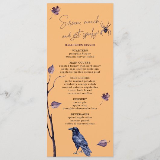 MENU PLUM BLACK CROW SPIDER AUTOMNE QUITTE HALLOWEEN (Devant)