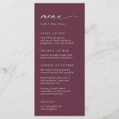 Menu Plum Bourgogne solide + Script de calligraphie (Devant)