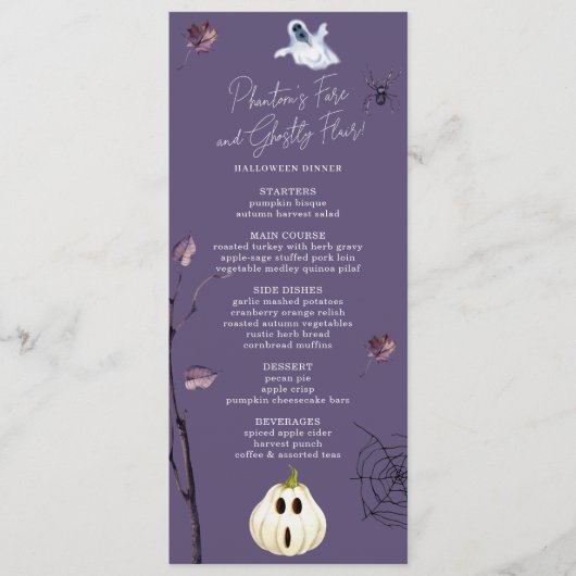 MENU PLUM ÉFFRAYANT CITROUILLE SPIDER AUTOMNE GHOST HAL (Devant)