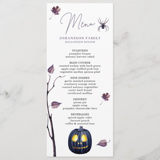MENU PLUM ÉFFRAYANT CITROUILLE SPIDER AUTUMN FEAF HALLO (Devant)