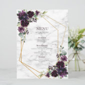 Menu Plum géométrique or Marbre violet Mariage floral (Debout devant)