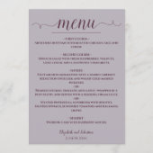 Menu Plum simple élégant sur Dusty Lavender Mariage (Devant)