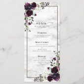 Menu Plum violet or Aquarelle marbre Mariage (Devant)