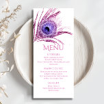 Menu Plume de Paon Chic Pailleté Rose Bat Mitzvah<br><div class="desc">Cette création présente une élégante plume de paon pailletée rose sur fond blanc avec les informations de votre menu Bat Mitzvah ci-dessous. Personnalisez en modifiant le texte dans les zones de texte. Conçu pour vous par Evco Studio www.zazzle.com/store/evcostudio #mitzvah #batmitzvah #organisateurdevenement #mazeltov #juif #mitzvahswag #fête #viejuive #mariage #casher #mitzvahlife #événementscorporatifs...</div>