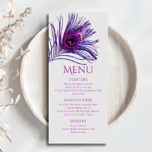 Menu Plume de Paon Chic Paillettes Violet Bar Mitzvah