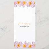 Menu Plumeria rose Frangipani Mariage (Dos)