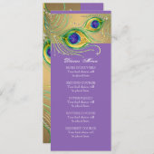 Menu Plumes de paon moderne Faux Jewel Scroll Swirl (Devant / Derrière)