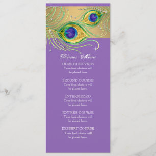 Menu Plumes de paon moderne Faux Jewel Scroll Swirl