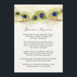 Menu Plumes de Peacock de Swirl moderne Monogramme Mono<br><div class="desc">PALETTE DE COULEUR : blanc, crème, or, moutarde, bleu aqua, bleu royal, violet et vert. COLLECTION DE DESIGN : Votre triple monogramme est à l'envers avec une grande initiale pour votre nom de famille, puis les initiales de prénom de la mariée et du marié. L'autre côté a le titre, "Menus...</div>