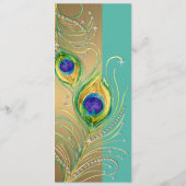Menu Plumes Peacock moderne Aquarelle Bijou or (Dos)