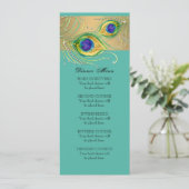 Menu Plumes Peacock moderne Aquarelle Bijou or (Debout devant)