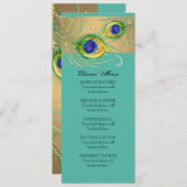 Menu Plumes Peacock moderne Aquarelle Bijou or (Devant / Derrière)