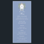 Menu Poignets de feuilles traditionnels avec poule | Mo<br><div class="desc">L'élégante crête monogramme aquarelle donne à ce menu mariage un look magnifique et intemporel que toute mariée sophistiquée aimera. Personnalisez avec votre initiale à l'intérieur de la crête. Tout le texte peut être modifié. Les couleurs comprennent,  bleu clair,  vert,  jaune doré et bronzé.</div>
