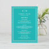 Menu Points blancs sur sarcelle – Mariage personnalisé (Debout devant)