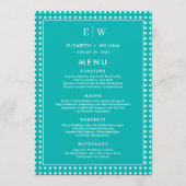 Menu Points blancs sur sarcelle – Mariage personnalisé (Devant)