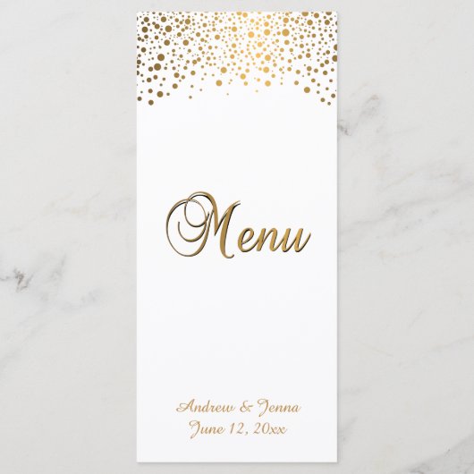 Menu Points Confetti Or Élégants | Arrière - plan blanc (Dos)