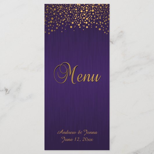Menu Points Confetti Or Élégants | Violet (Dos)