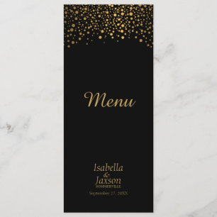 Menu Points de Confettis en Fausse Feuille Noirs et Dor