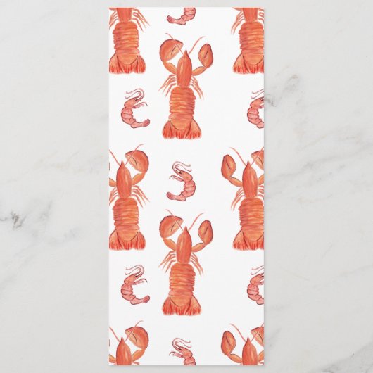 Menu Poisson Moderne Fruits De Mer Crawfish Restaurant  (Dos)