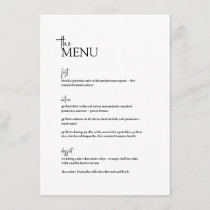 Menu Poivre ・ Mariage minimaliste moderne ・ Noir et bla
