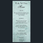 Menu Police de script noir sur papier vert menthe Vinta<br><div class="desc">Un élégant menu de mariage avec une belle police de caractères noir sur une texture de papier vintage vert menthe.</div>