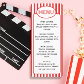 Menu Popcorn Red and White Stried Movie Party
