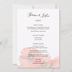 Menu Poppy Flower Wedding Reception Kaart