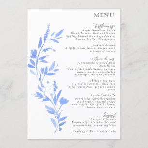 Menu Porcelaine peinte bleu minimaliste