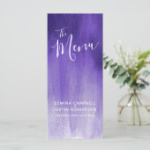 Menu Porte-menu de mariage en art gradué moderne violet (Debout devant)