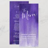 Menu Porte-menu de mariage moderne dégradé violet (Devant / Derrière)
