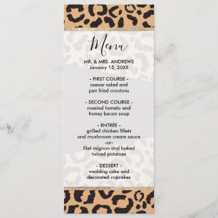 Menu Poster de animal Leopard d'or noir moderne