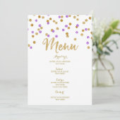 Menu pourpre de mariage de confettis d'or (Debout devant)