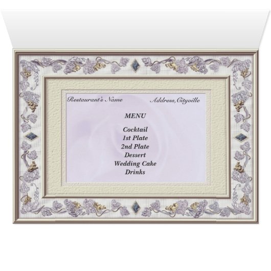 Menu Précieux Mariage Table Seating (Intérieur Horizontal (Bas))