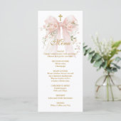 Menu Premier Communion au Ruban Floral - Coquette (Debout devant)
