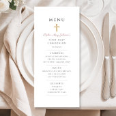 Menu Première communion de fille au script rose