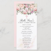 Menu Première communion florale rose (Devant / Derrière)