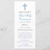 Menu Première Sainte Communion Bleu Clair et Argent (Devant)