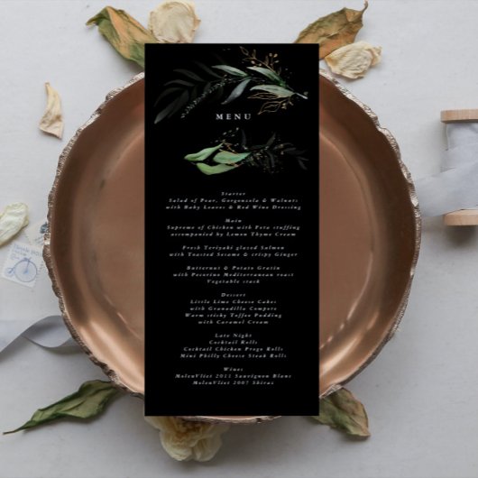 Menu Premium Black Gold Botanical Eucalyptus Green