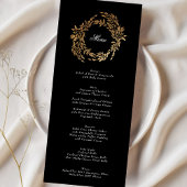 Menu Premium Black Gold Crest Classic Mariage élégant