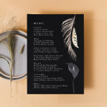 Menu Premium Black Pampas Grass Tropical Jungle Mariage<br><div class="desc">Premium Black Romantic,  doux,  Floral Pampas Grass Tropical Jungle Menu. Cela fera partie de la suite. #pampasgrass #jungleMariage #jungleinvitation #coralmariage #weddingmenu #désertons #lasvegasMariage #terracottamariage #peachmariage #pampasweddmenu #pampas #terracotta #corail #peach #naturalmariage #driedgrass #driedpampas #wabisabimariage #nature #mariage</div>