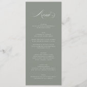 Menu Premium Elegant Calligraphie gris Mariage vert (Devant)