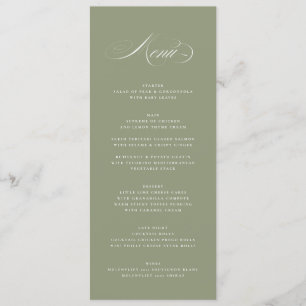 Menu Premium Elegant Calligraphie Sage Green Mariage