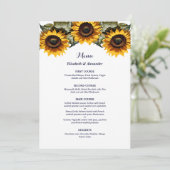 Menu Pretty Yellow sunflowers wedding (Debout devant)