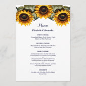 Menu Pretty Yellow sunflowers wedding (Devant)