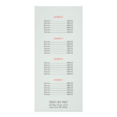 Menu Prijs Haarstylist Floral Comb Hair Salon (Achterkant)